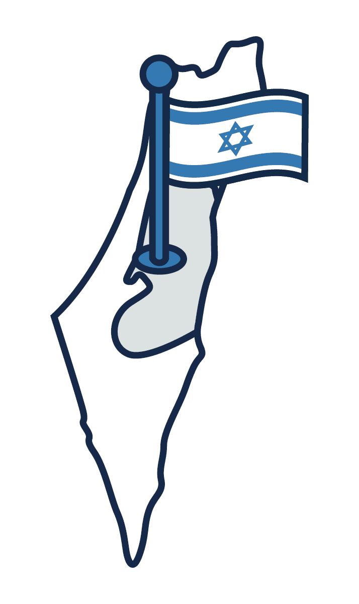 מפת הארץ עם דגל במרכז